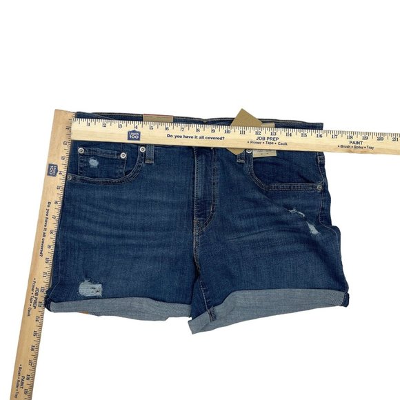 Women's Levis Mid Length Denim Blue Jean Cuffed Shorts 12 W31 - Picture 2 of 9